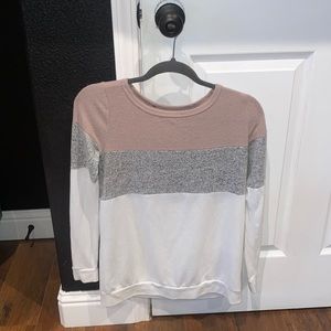 Pink/Grey/White Striped Sweater